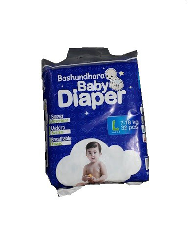 Picture of Bashundhara Baby Diaper Belt ST Series L 7-18 kg 32 pcs