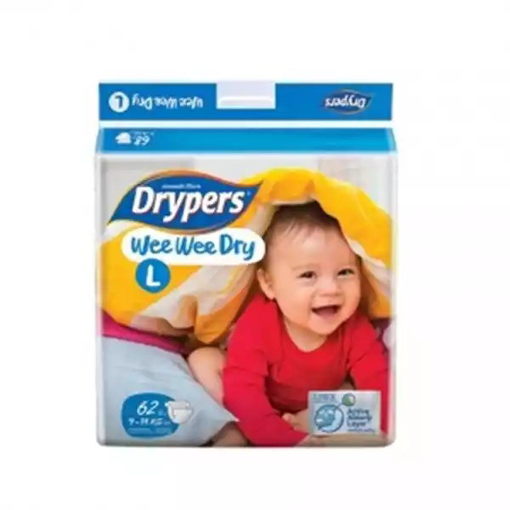 Picture of Drypers Wee Wee Dry Baby Diaper Belt L 9-14 kg 62 pcs